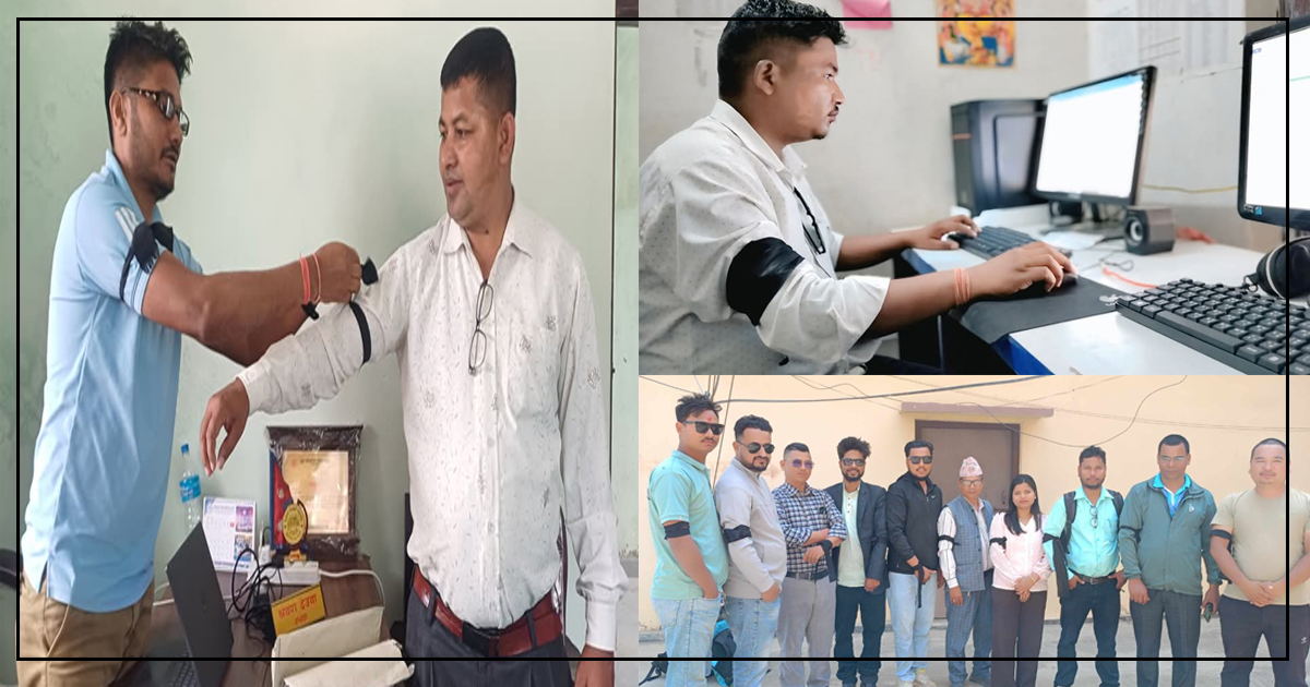 पत्रकार हत्या र सञ्चार गृहमाथिको आक्रमणको विरोधमा पत्रकारले बाँधे कालोपट्टी