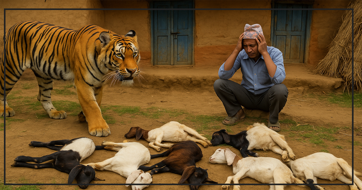 बाघ गाउँ पस्ने थालेपछी किसान हैरान, मोहन्यालका ९ बाख्रा मारिए